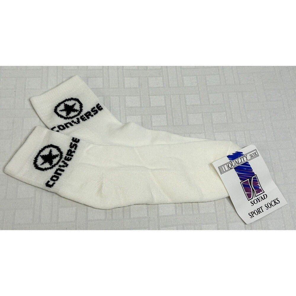 Vtg. NEW NOS SOYAD Converse Socks 10-11-12-13 Men White Black All-Star tube shoe
